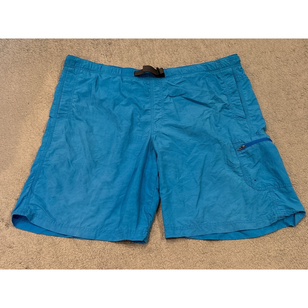 Columbia Omni-Shade Mens XL 9L Blue Hiking Cargo Shorts Belted Mesh Lined Nylon